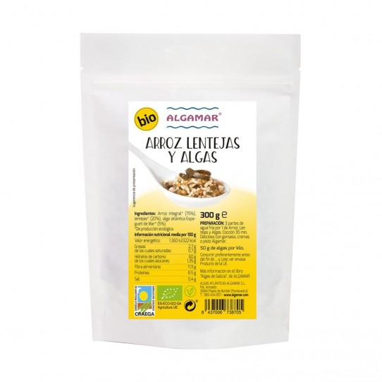 Arroz lentejas y algas bio 300g Algamar