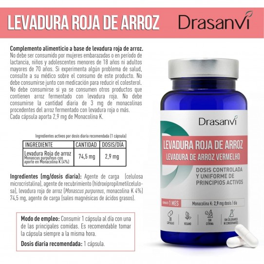 Levadura roja arroz 2.9mg monacolina...