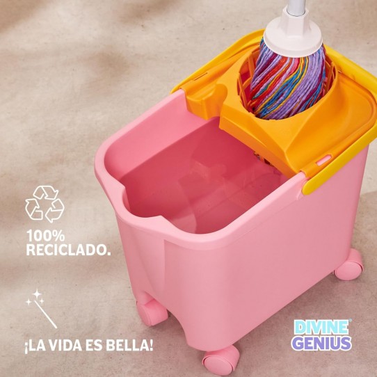 Cubo con escurridor con ruedas 100%...