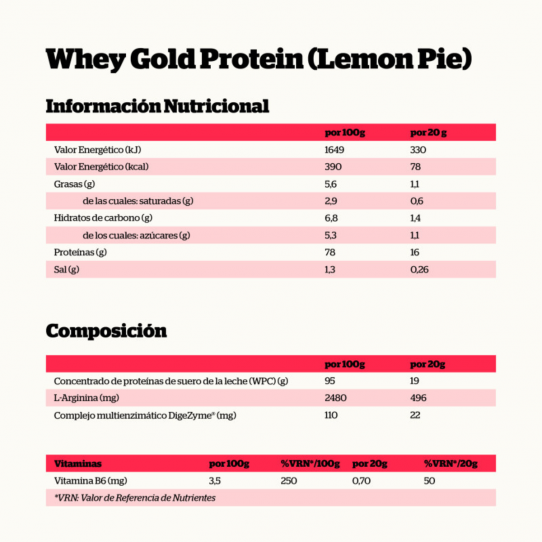 Whey Gold Proteina Lemon Pie 500g...