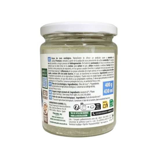 Grasa de coco Bio 430ml-400g Naturgreen