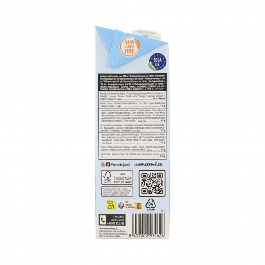 Bebida de soja con sirope de agave bio 6x1L Ecomil